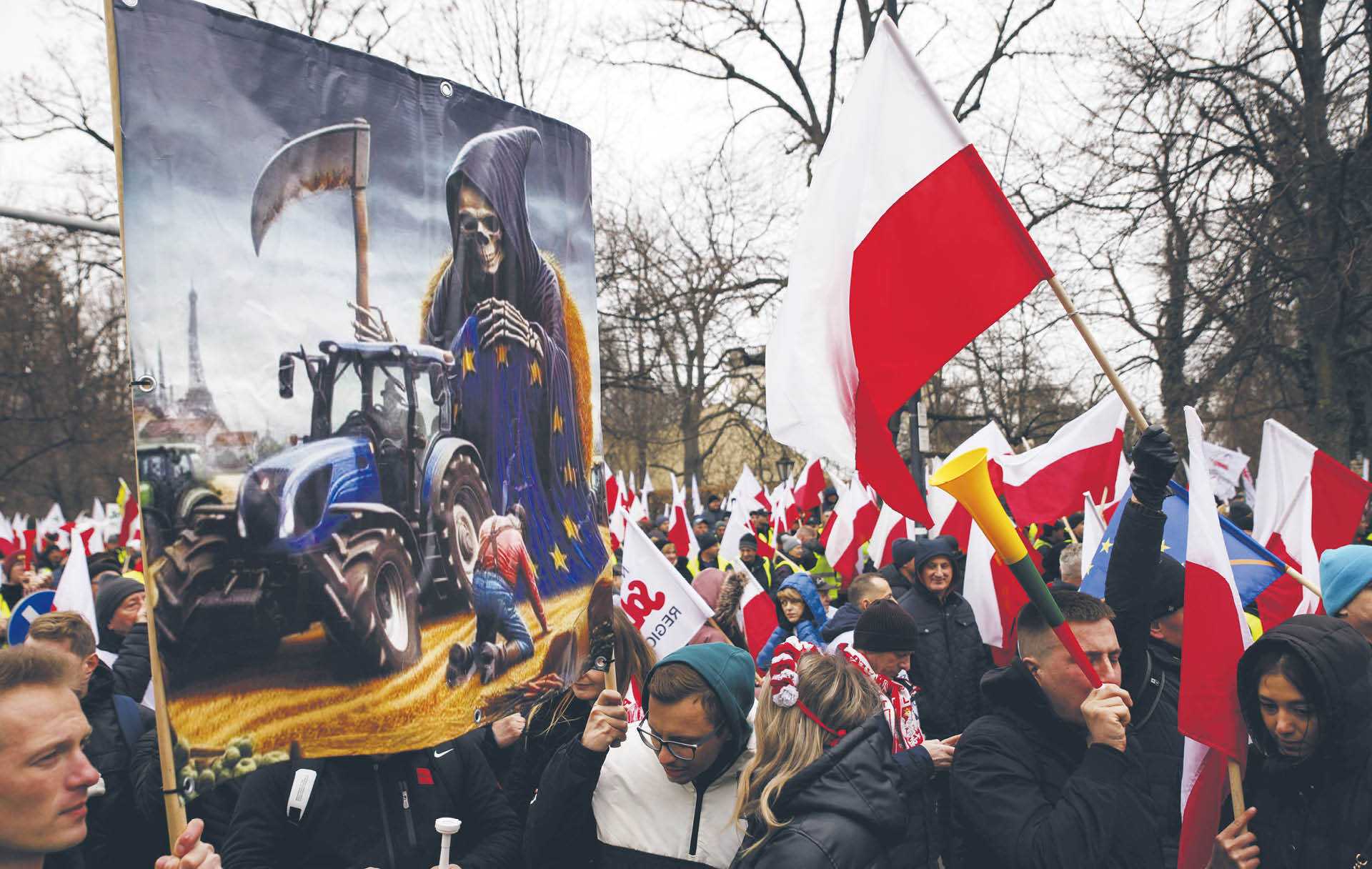Demonstracja przeciw unijnej polityce rolnej. Warszawa, 6 marca 2024 r.