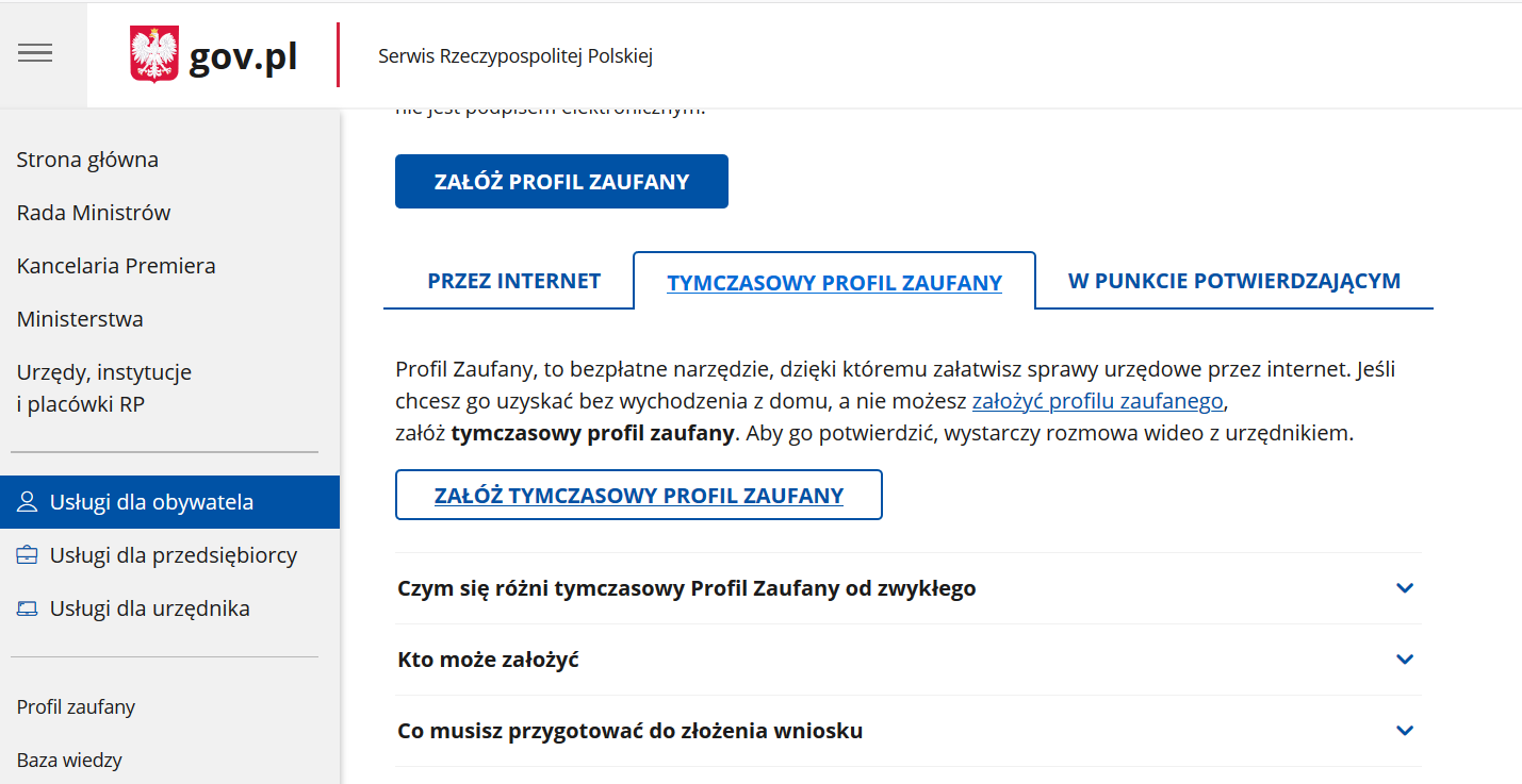 Pz Gov Pl Profil Zaufany Logowanie Jak założyć tymczasowy profil zaufany? - Infor.pl