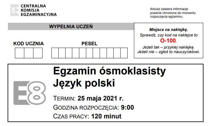 Egzamin ósmoklasisty polski 2021 – arkusz - Infor.pl