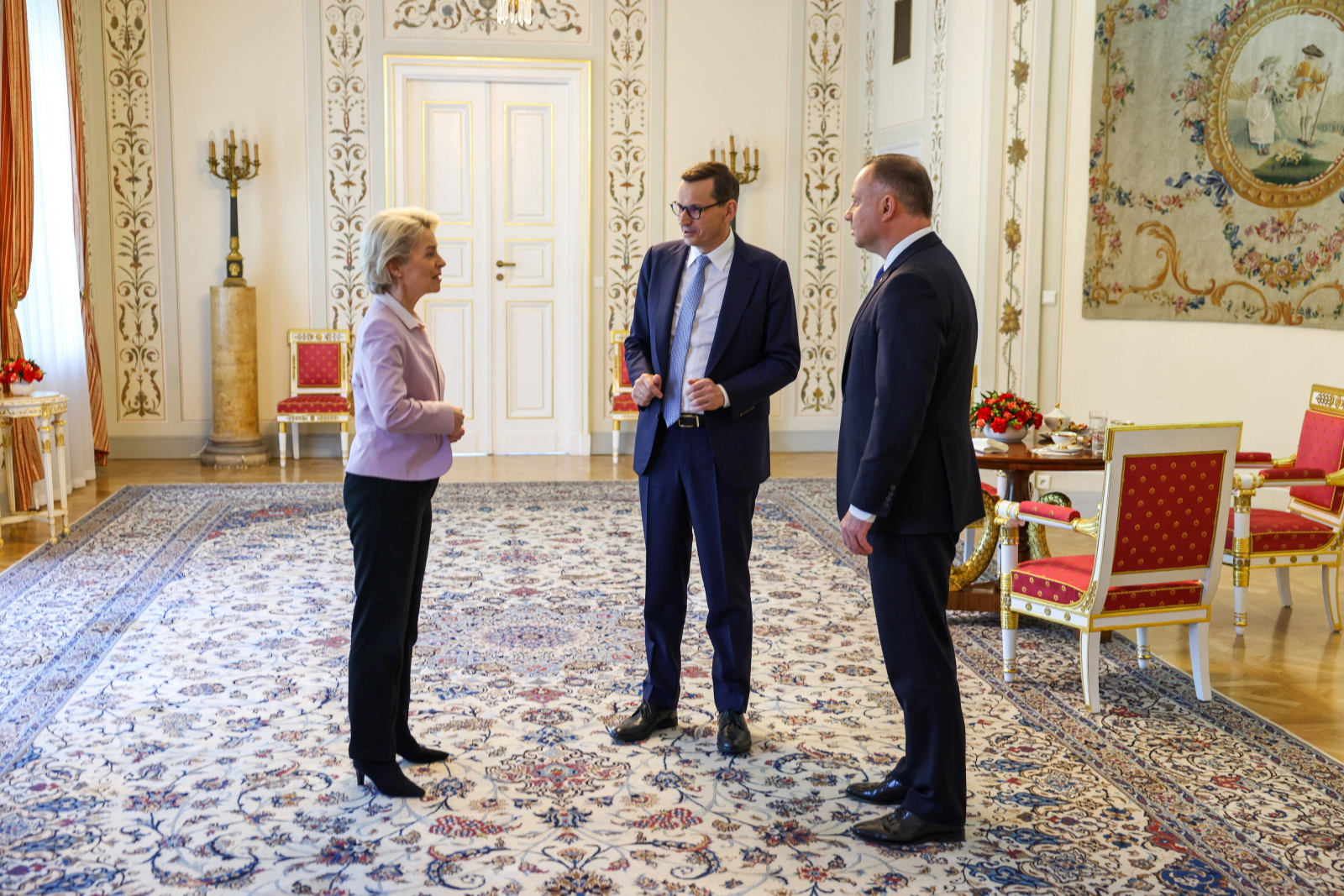 Ursula von der Leyen, Andrzej Duda, Mateusz Morawiecki