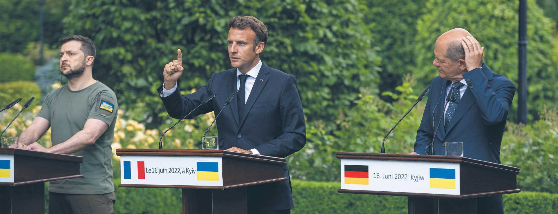 Poparcie dla statusu kandydata podczas wizyty w Kijowie ogłosił prezydent Francji i premierzy Niemiec i Włoch