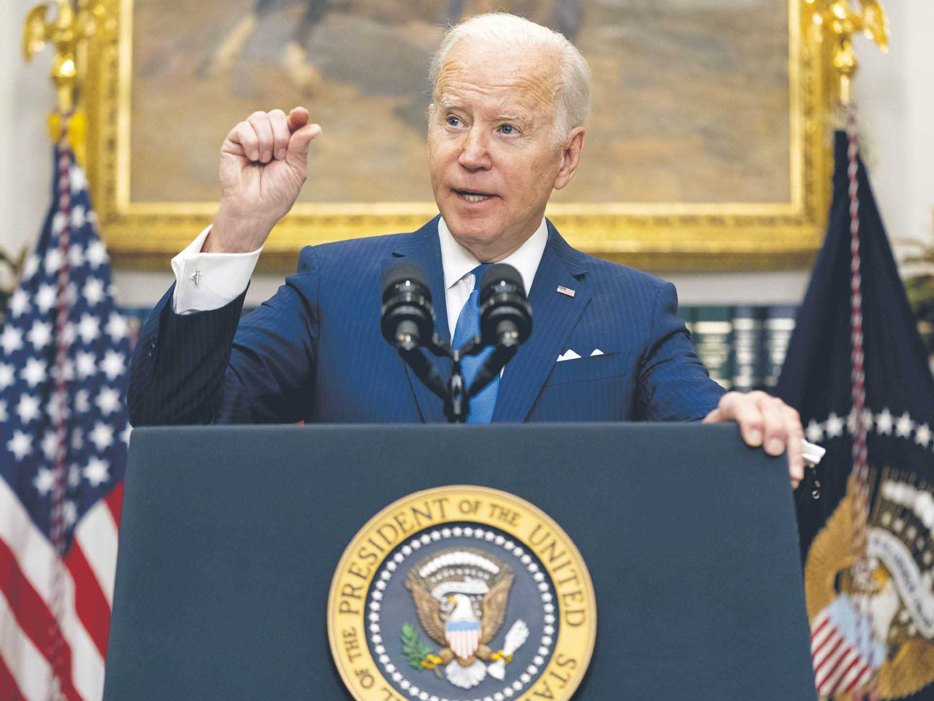 Od początku wojny USA zatwierdziły pakiety wsparcia dla Ukrainy o wartości ponad 50 mld dol. Na zdj. prezydent Joe Biden