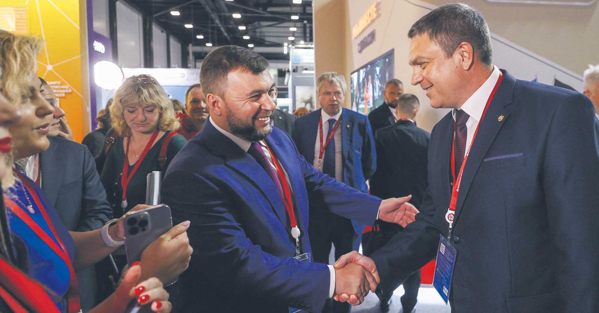 Nominalny przywódca samozwańczej Donieckiej Republiki Ludowej Denys Puszylin na czerwcowym forum w Petersburgu