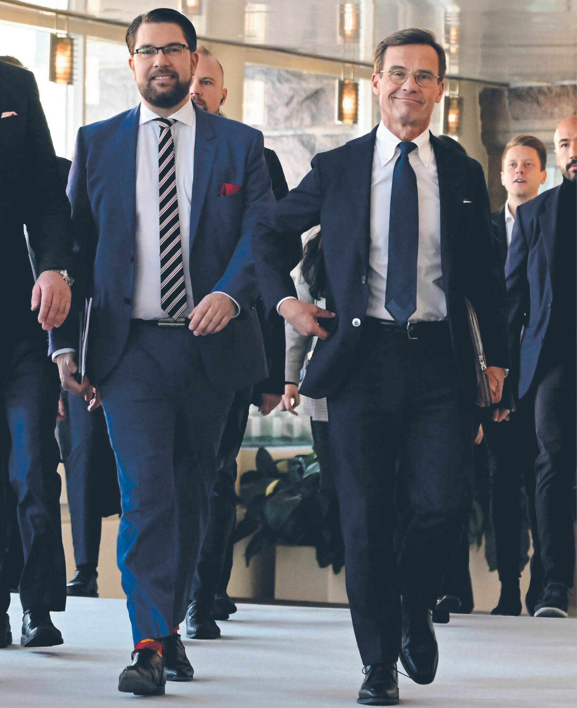 Lider Szwedzkich Demokratów Jimmie Åkesson z premierem Ulfem Kristerssonem