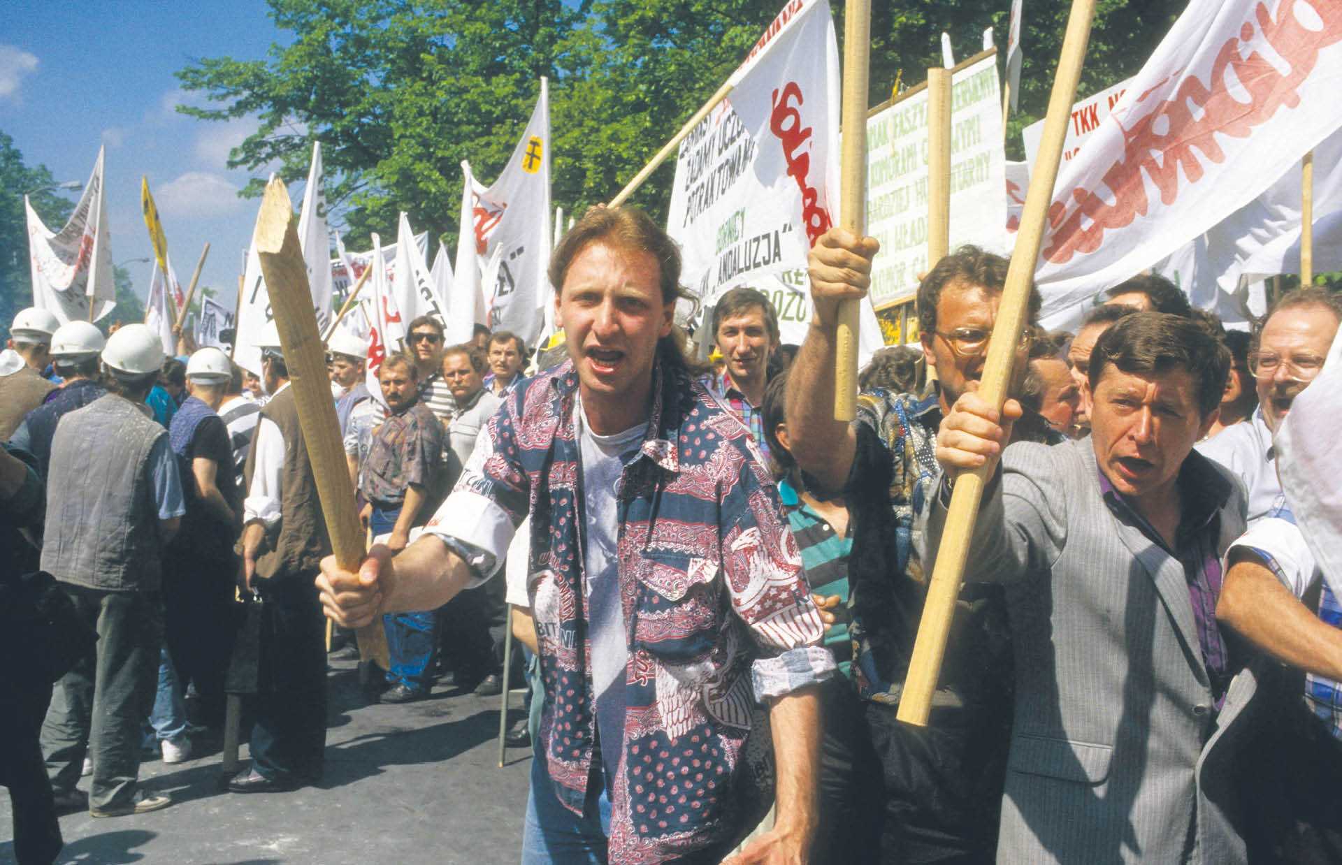 Protestprzeciw prywatyzacji. Warszawa, maj 1995 r.