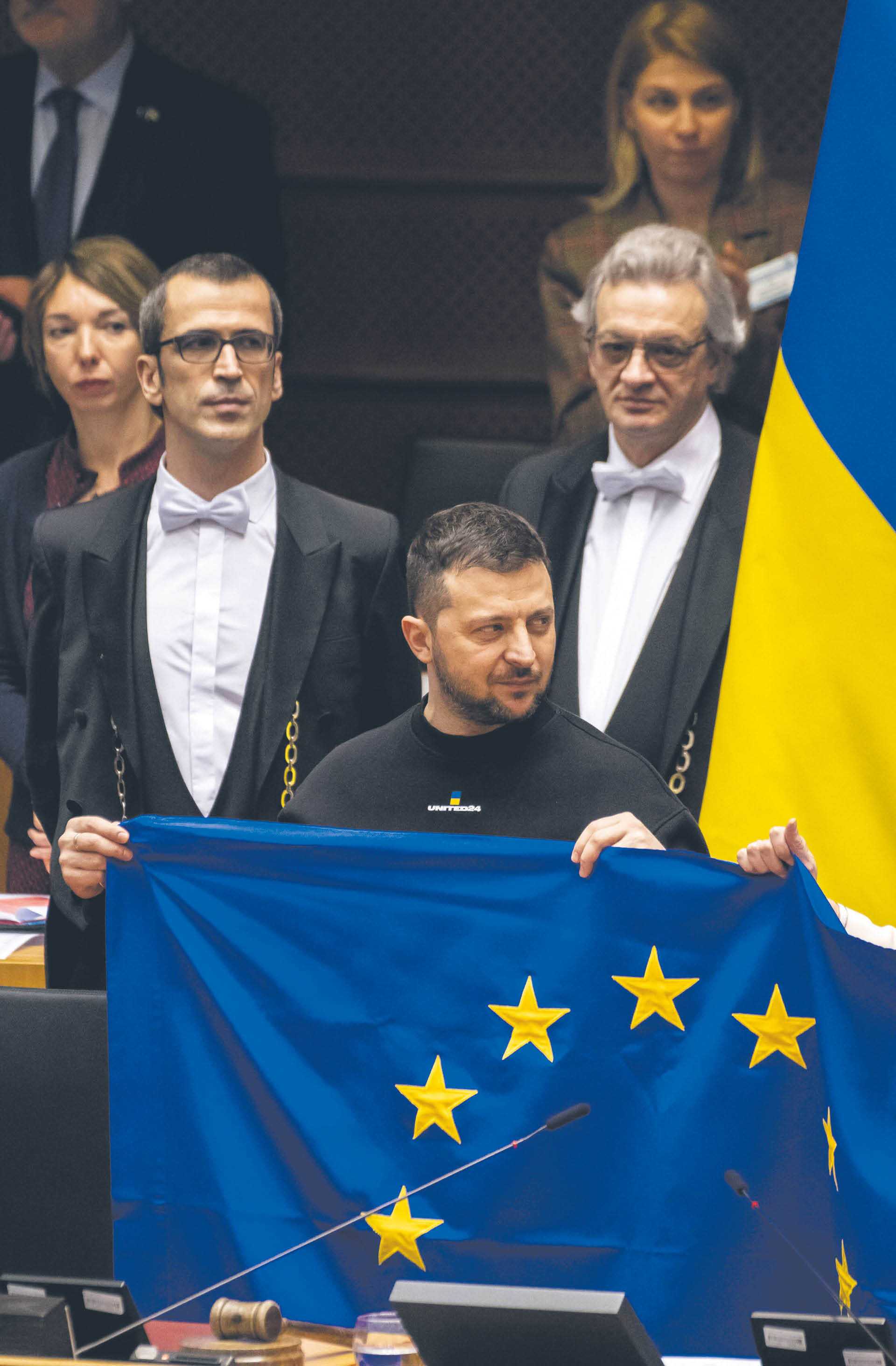 Volodymyr Zelensky at a meeting with Europeanleaders in Brussels, 9 February 2023