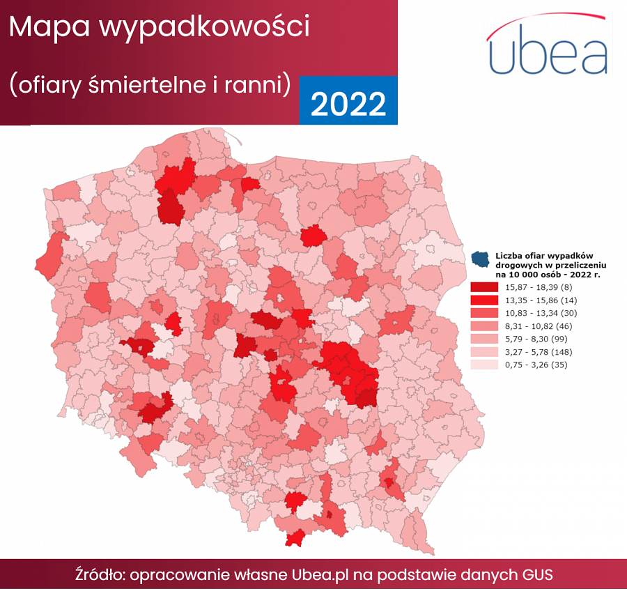 Czarne punkty w Polsce mapa, niebezpieczne <a class=