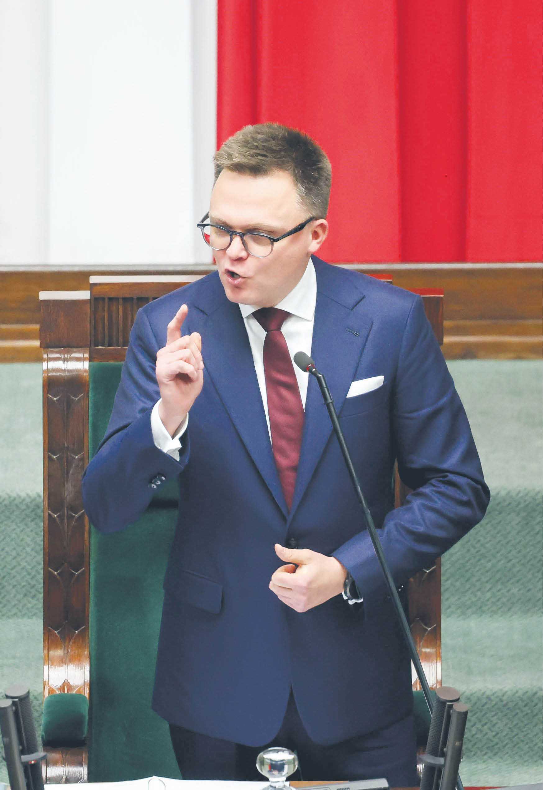 Nowy marszałek Szymon Hołownia na pierwszym posiedzeniu Sejmu X kadencji, 13 listopada 2023 r.