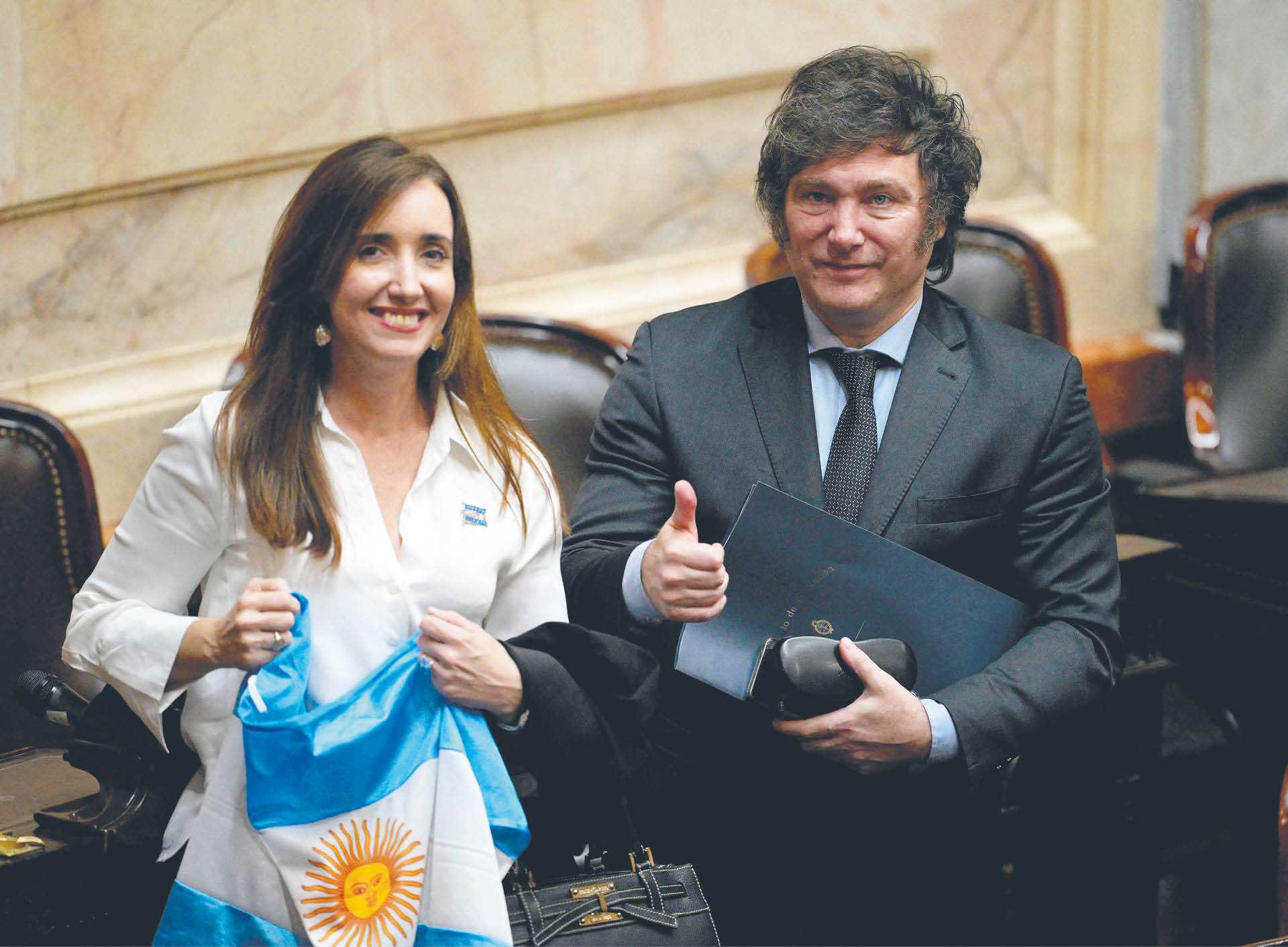 Prezydent elekt Argentyny Javier Milei i jego przyszła zastępczyni Victoria Villarruel