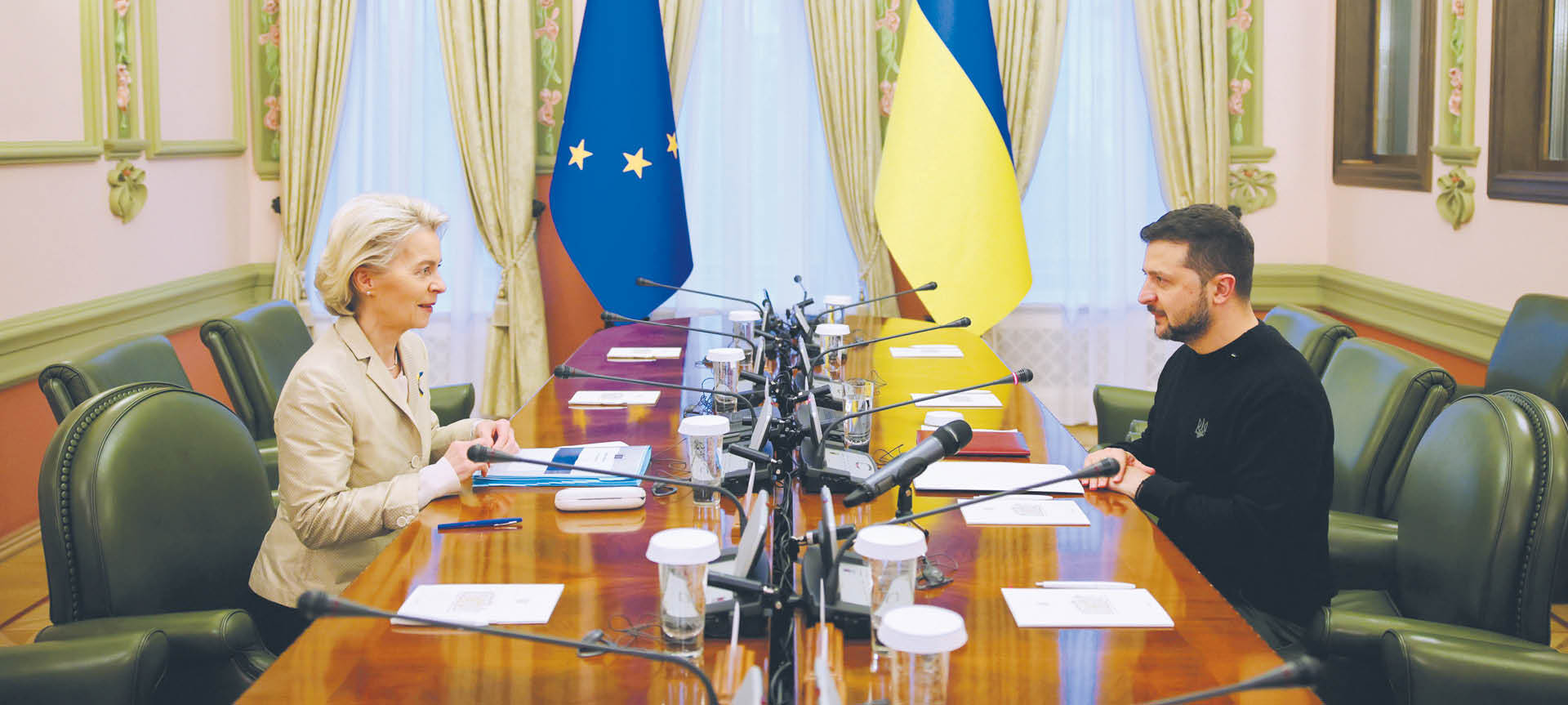 Szefowa Komisji Europejskiej Ursula von der Leyen i prezydent Ukrainy Wołodymyr Zełenski, Kijów, 3 listopada 2023 r.