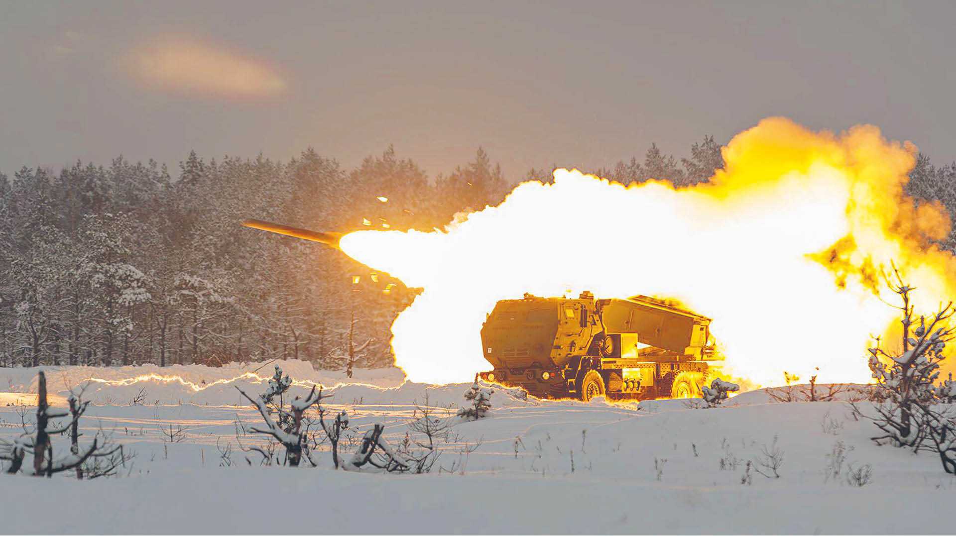 American M142 HIMARS during an exercise in Latvia, 2 December 2023
