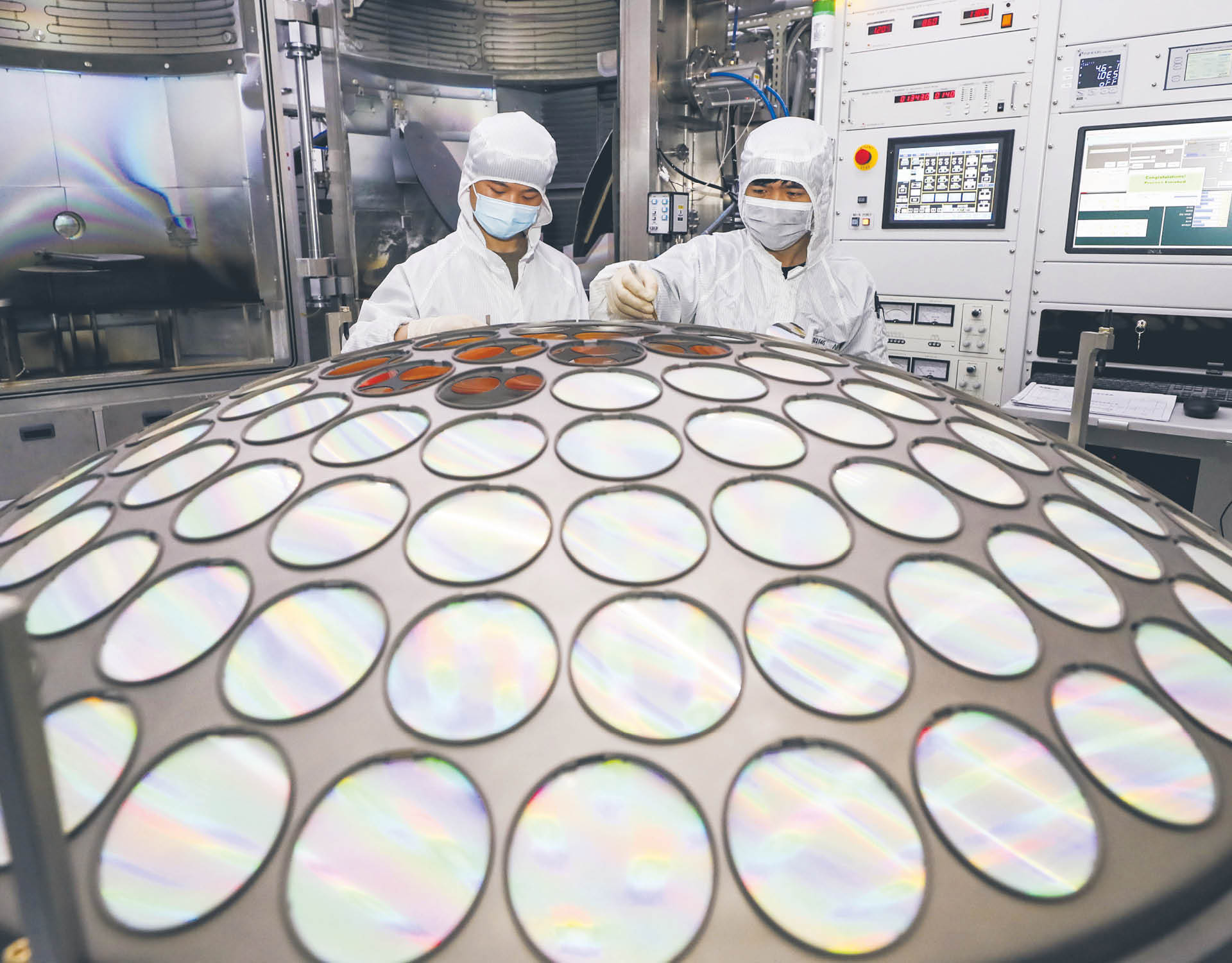 Production of silicon wafers used to make chips at the Jiangsu Azure Corp. factory, Huai'an, China, 25 March 2022