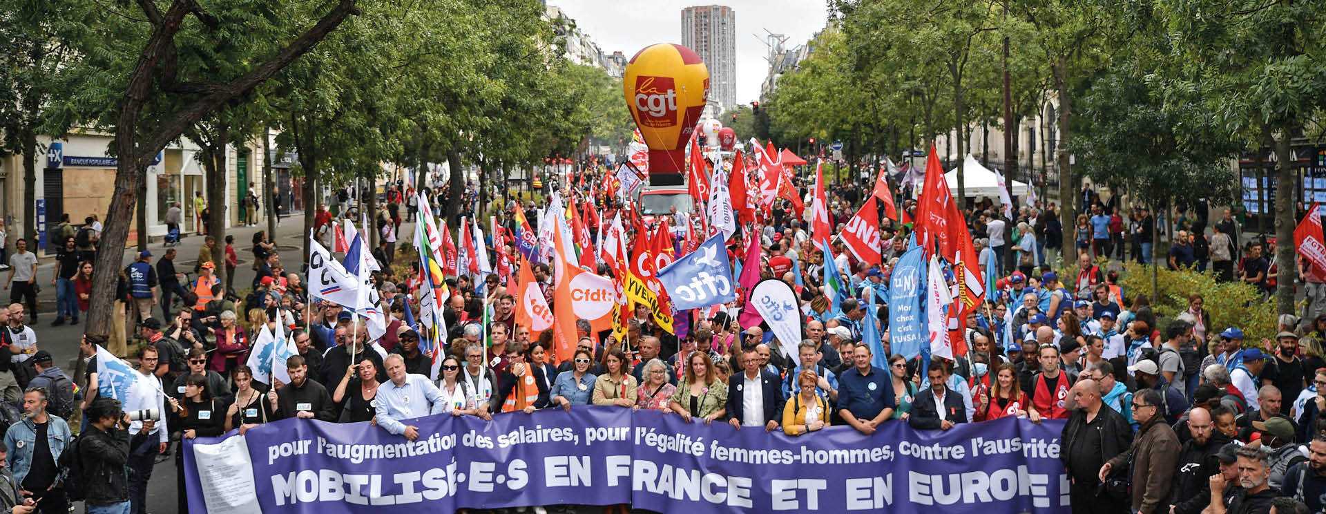 French Unions protesters in Paris on 13 October 2023