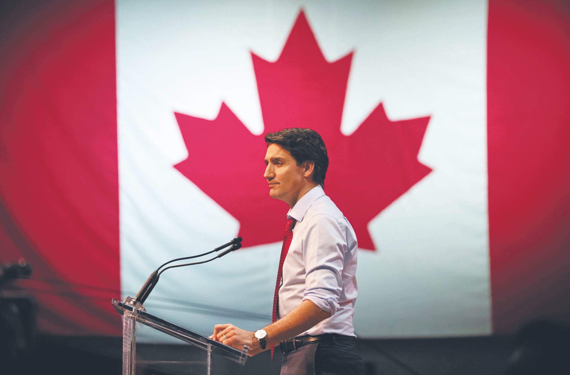 Justin Trudeau na konwencji liberałów w Ottawie. Maj 2023 r.