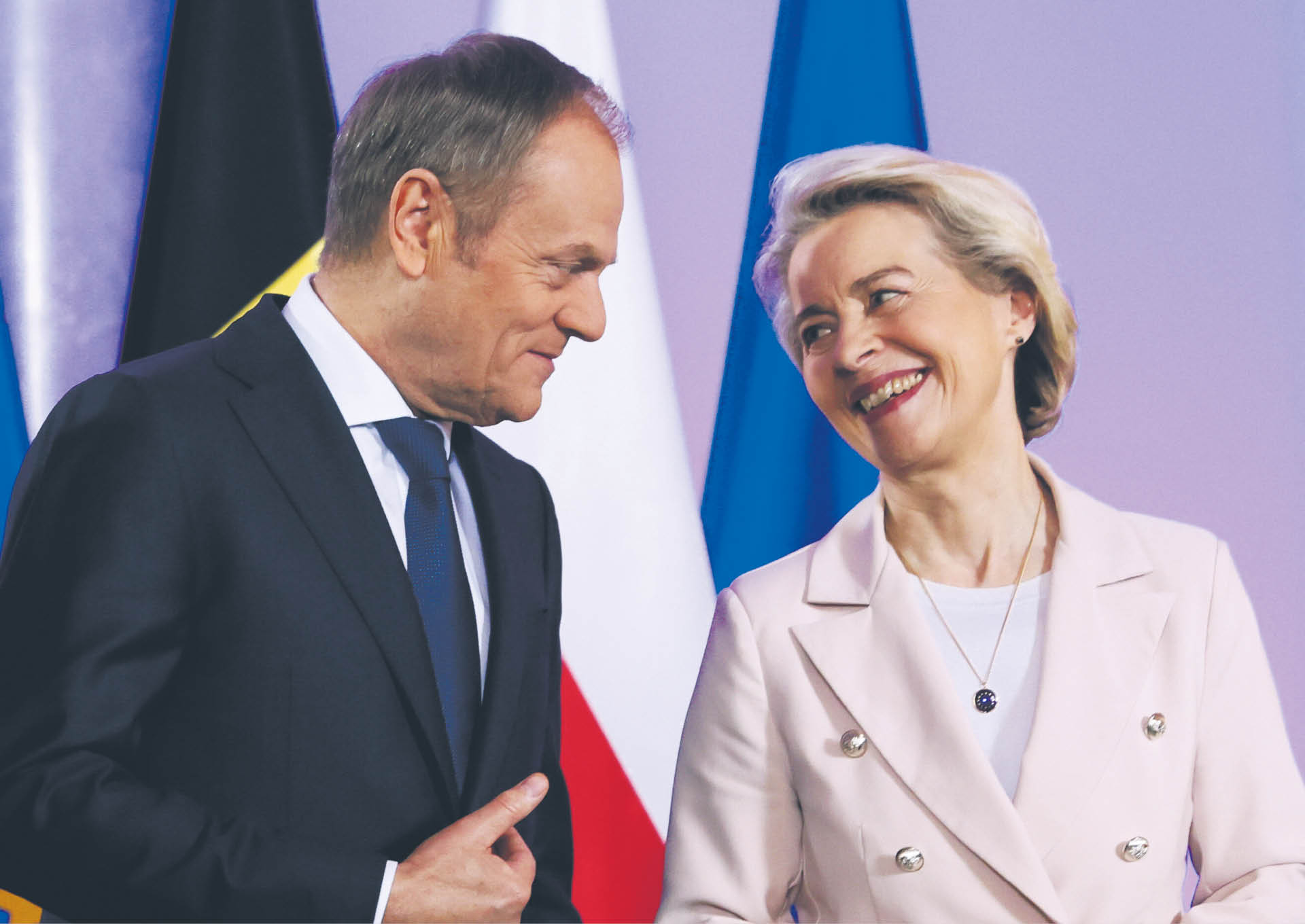 Donald Tusk i Ursula von der Leyen przed spotkaniem w KPRM