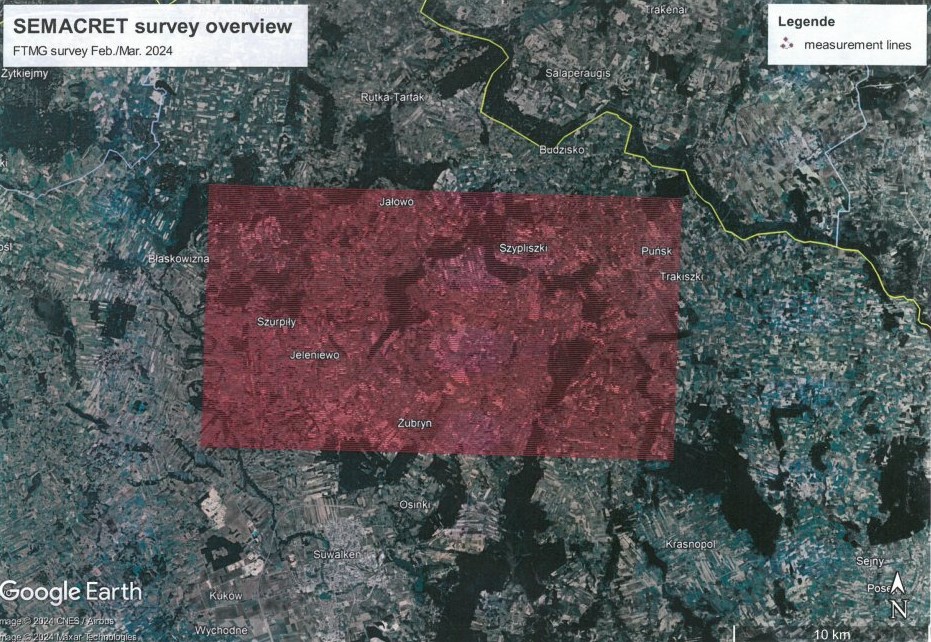 gmina SEMACRET - poszukiwania surowcór krytycznych na Suwalszczyżnie - marzec 2024. Źródło: <a class=
