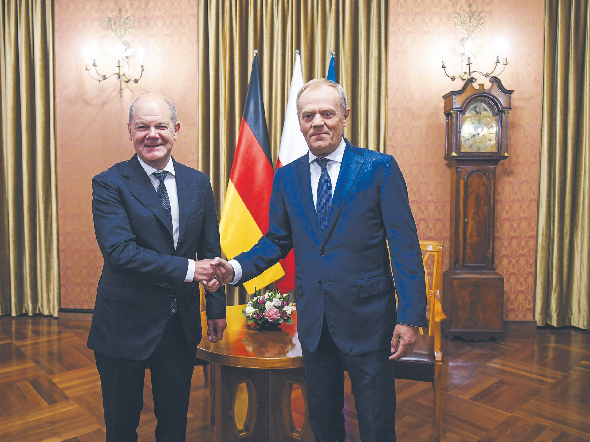 Premier Donald Tusk i kanclerz Olaf Scholz podczas wczorajszego spotkania w Warszawie
