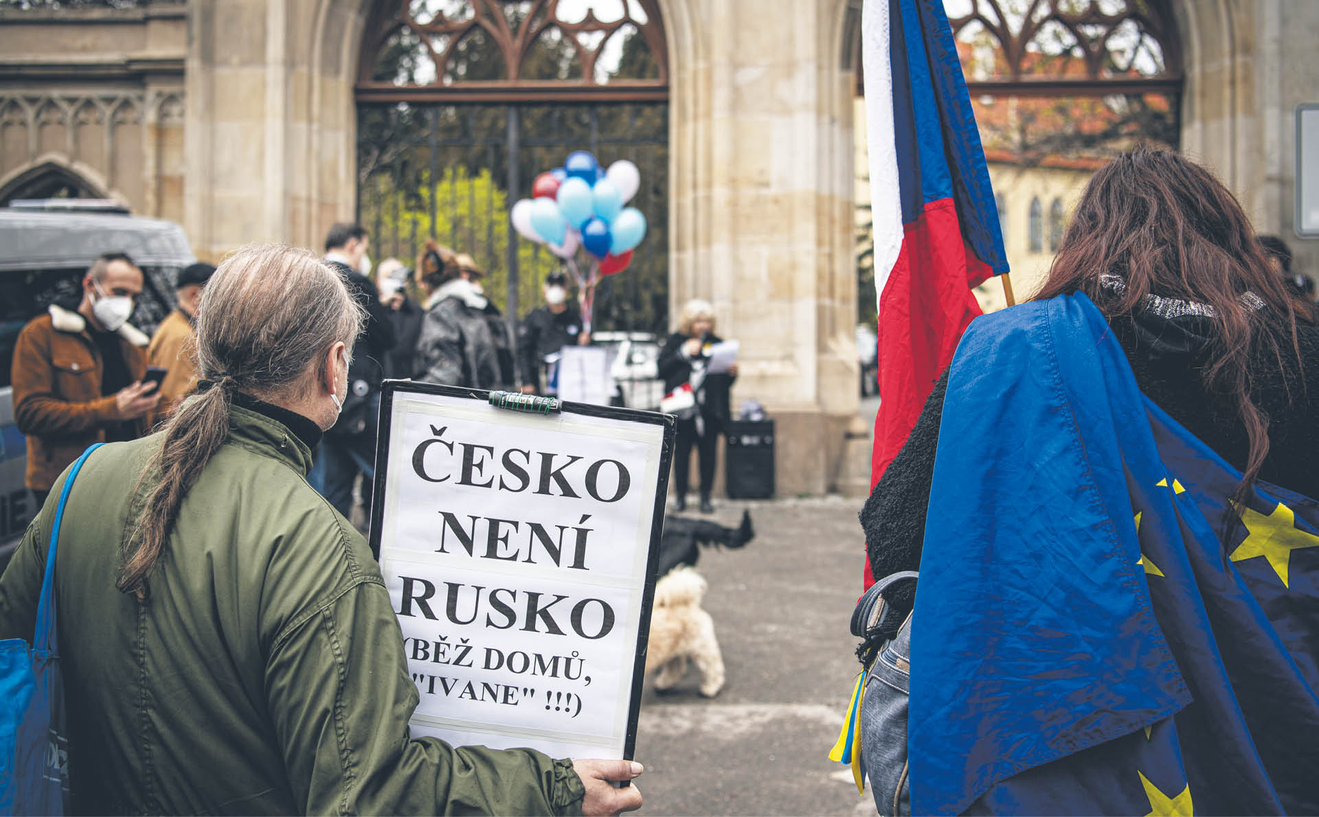 Demonstracja przeciwko działaniom GRU w Czechach.  Praga, 19 kwietnia 2021 r.