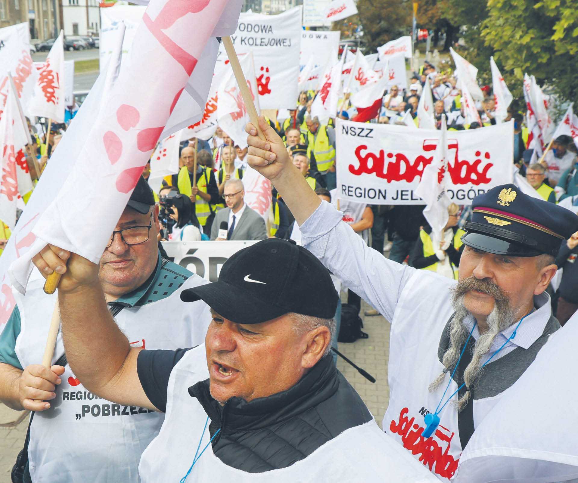 Protest pracowników  spółki PKP Cargo. 26 września 2024 r.