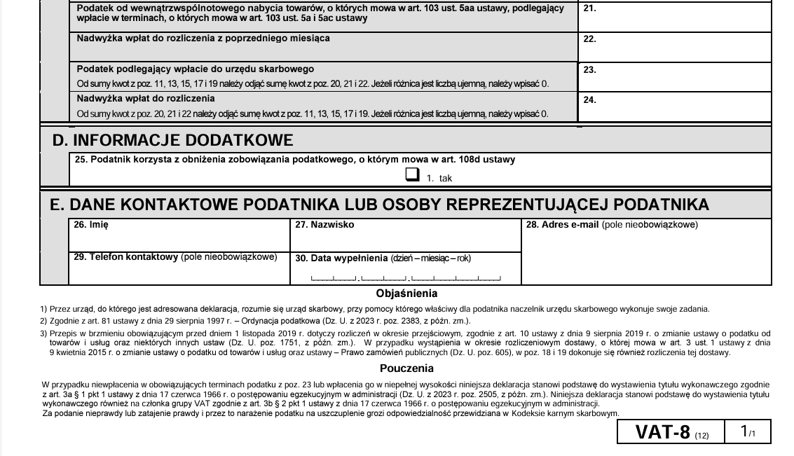 Nowe wzory formularzy deklaracji VAT od 2025 roku: VAT-8 i VAT-9M