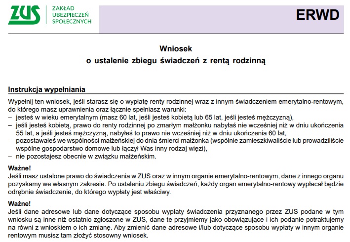 Wniosek ERWD pdf. Renta wdowia 2025