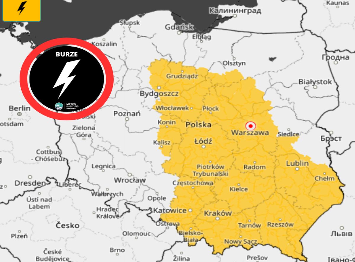 IMGW ostrzega: burze, trąby powietrzne, wiatr do 100 km/h i gwałtowne wzrosty stanów wody