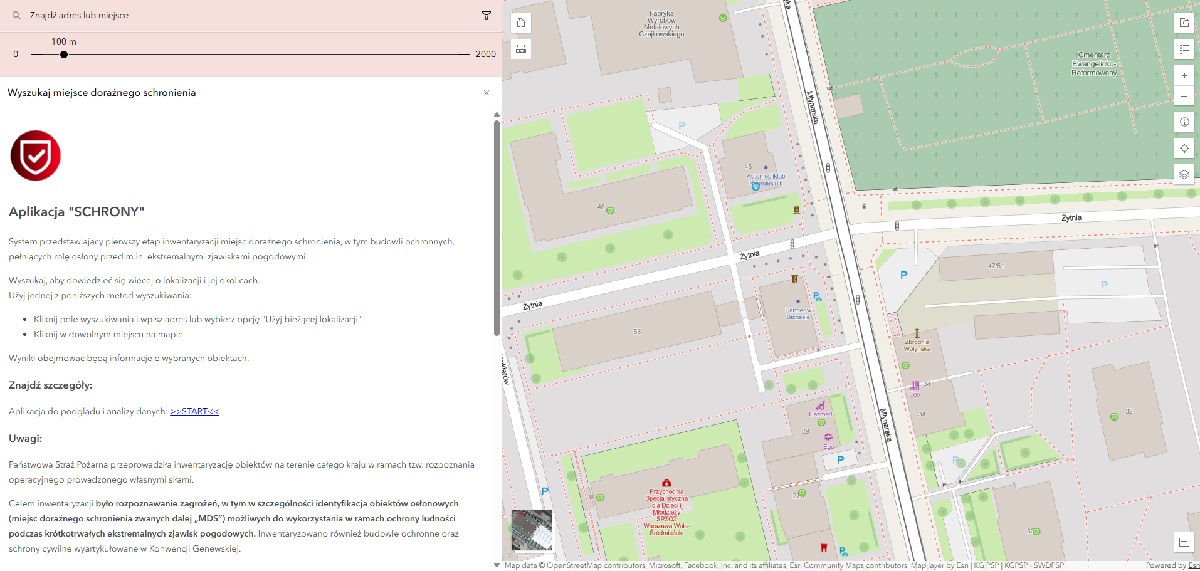 Aplikacja "Schrony" pokazuje gdzie się ukryć. Czy będzie rozbudowana?