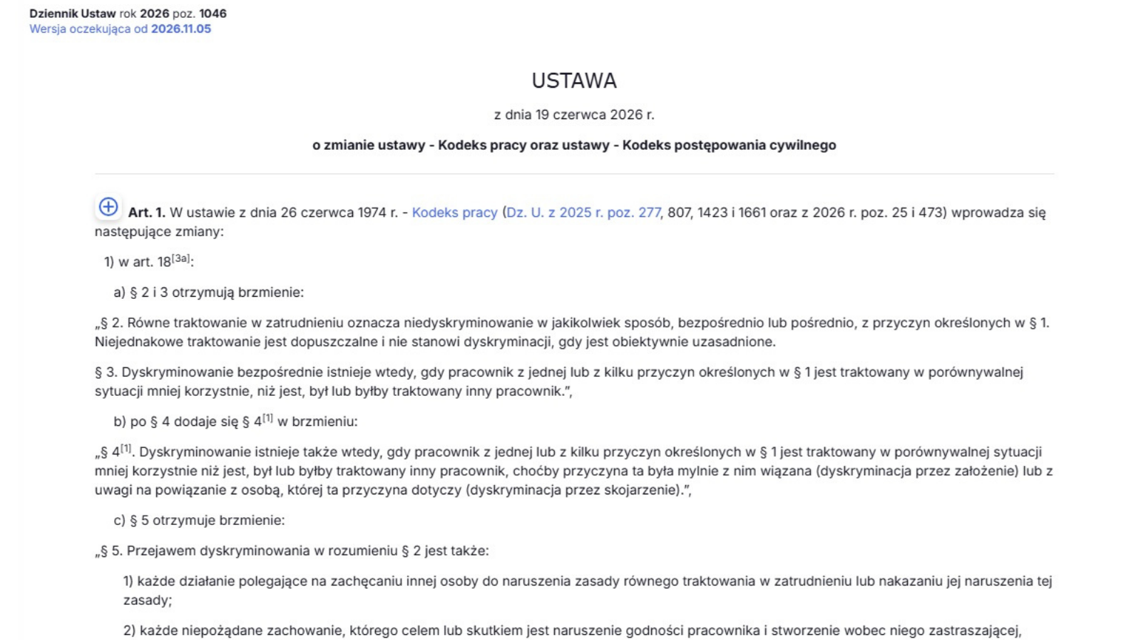 Zmiany w mobbingu i dyskryminacji w pracy od 5 listopada 2026 r. Nowe przepisy 4 sierpnia zostały ogłoszone w Dzienniku Ustaw